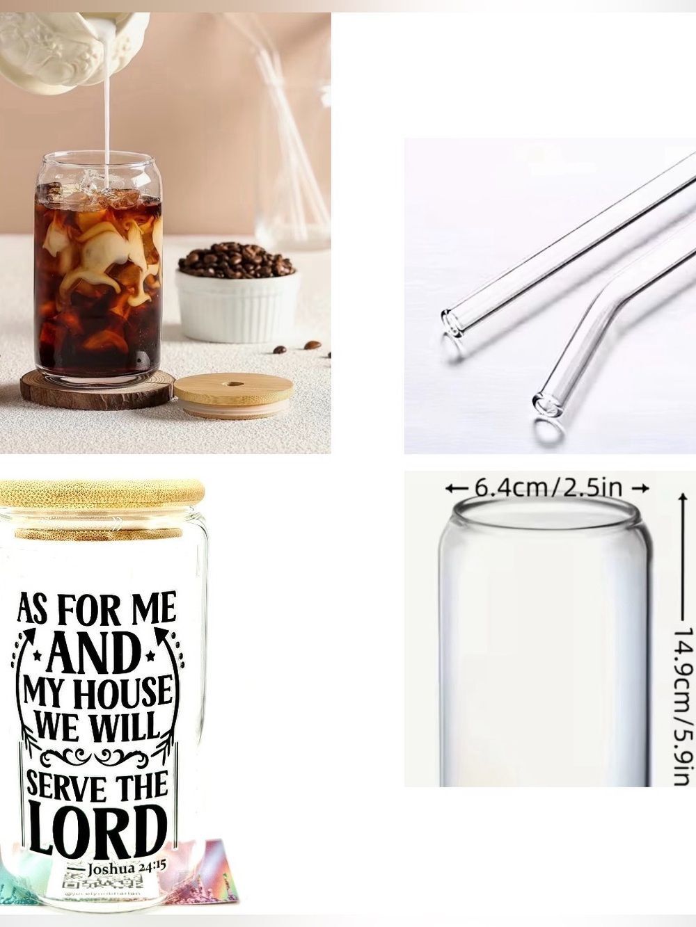 NWT AS FOR ME AND MY HOUSE WE WILL…GLASS DRINK CONTAINER OTHER LISTINGS AVAIL